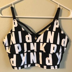 PINK black and white sports bra